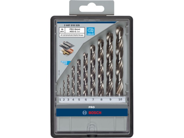 10-delni set svedrov HSS-G DIN 338 PRO Metal za kovino Bosch, 2607010535